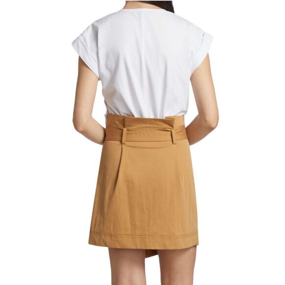 Veronica Beard White & Camel Melany Mixed Media Short Sleeve Mini Dress Size S - Picture 12 of 13